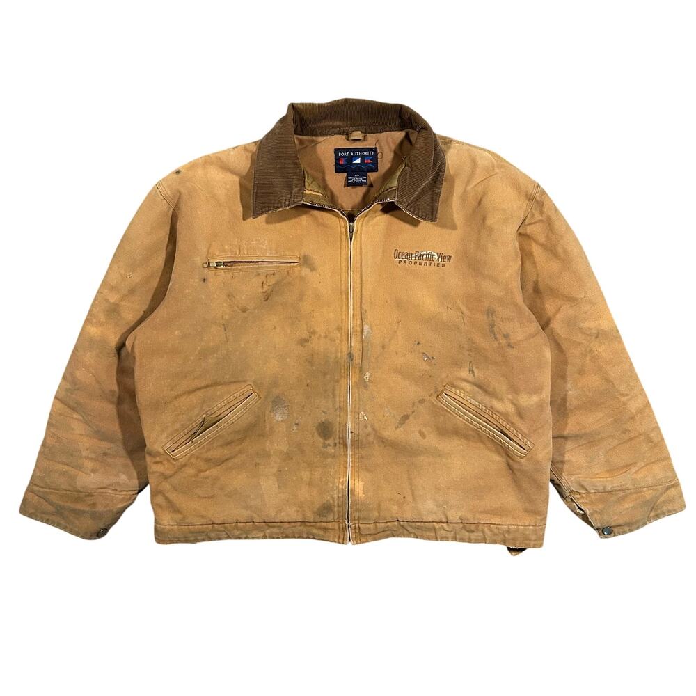 Vintage Detroit Jacket Mens 2XL Distressed Duck Canvas Carhartt Style Tan
